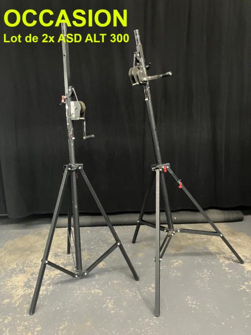 🚨DESTOCKAGE🚨 Modèle d'occasion 🚨✅ Lot de 2x ASD ALT 300 pied de levage sono (non dissociable) ✅Tarif : 400€ TTC - TVA 20% - Prix non négociable✅ Matériel d'occasion, Bon état général, Parfait état de fonctionnement✅ Pas de vente à distance, pas d'expédition, pas de réservation : 1ier arrivé = 1ier servi