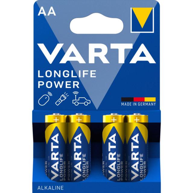 VARTA Piles alcalines LR06 AA 1.5V Longlife Power - Pack de 4