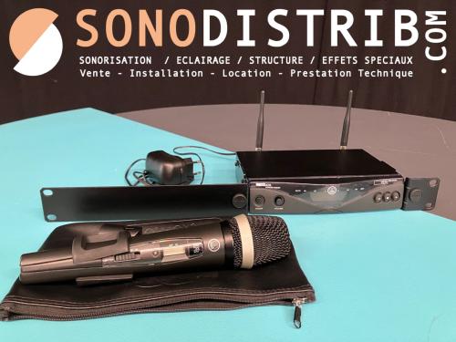 🚨DESTOCKAGE🚨 Modèle d'occasion 🚨Suite renouvellement de notre parc de matériel✅ Kit Micro sans fil main HF AKG D5 WMS470HT Bande 650.100 à 680Mhz (micro + récepteur + kit de rackage 19" + alimentation générique + pochette micro + pince) (article discontinué)✅Tarif : 399€ TTC - TVA 20%(au lieu de 553€ TTC prix public conseillé neuf) - Prix non négociable✅ Matériel d'occasion, Bon état général, Parfait état de fonctionnement✅ Pas de vente à distance, pas d'expédition, pas de réservation : 1ier arrivé = 1ier servi