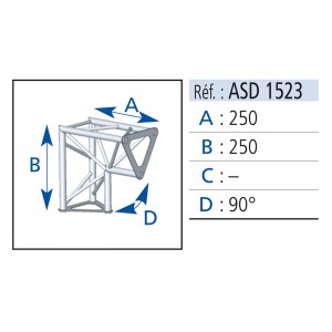 ASD 1523 Structure Alu Trio 150, 2 directions cornière 90° 90° Vertical