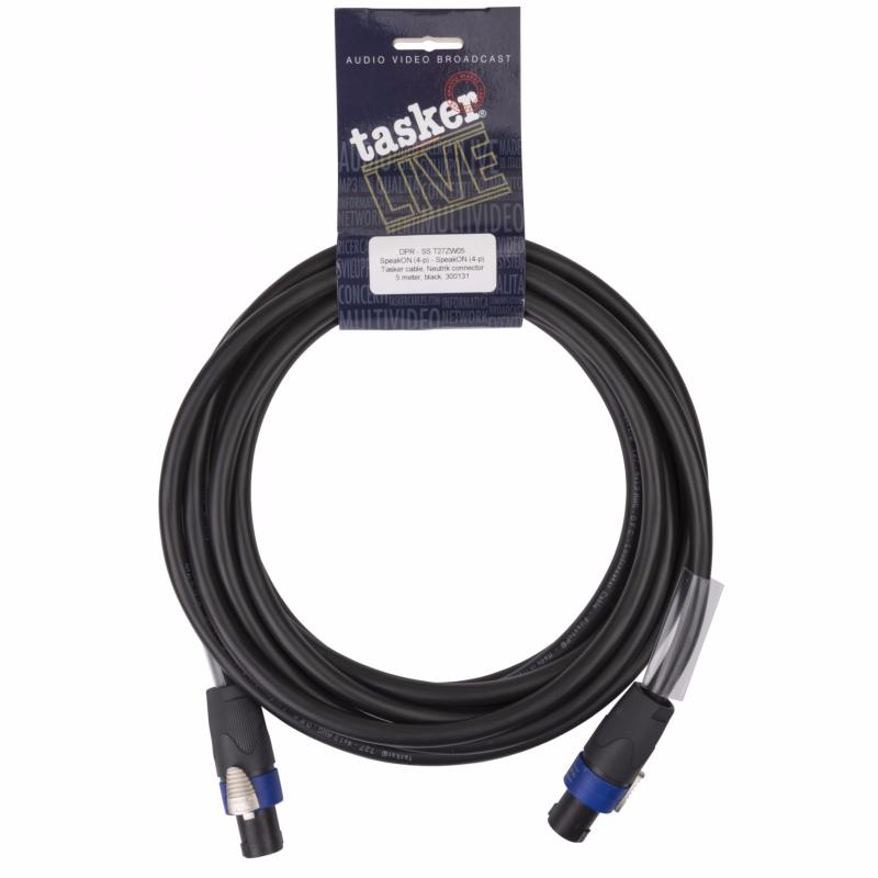 TASKER câble Haut Parleur PRO L: 05m 4x 2.5 mm² fiches Neutrik Speakon NL4FX pour HP enceinte 