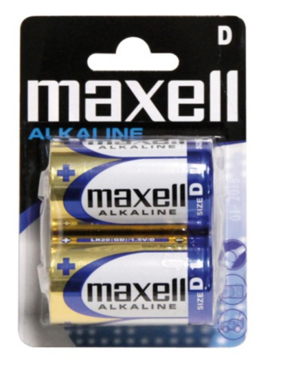 MAXELL Piles alcalines LR20 1,5V Ø34,2 H 61,5 D - Pack de 2